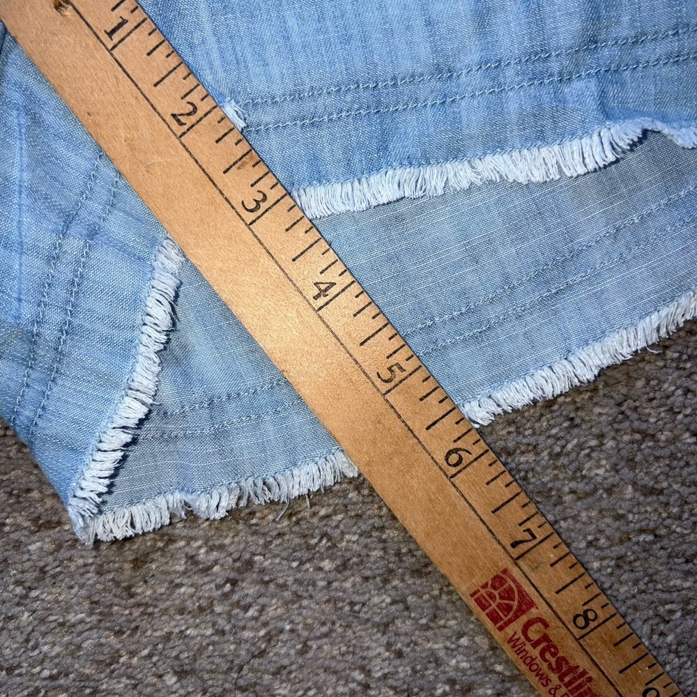 Vineyard Vines Pull-On Chambray Denim Shorts Drawstring Blue Tassels Medium - Picture 4 of 7